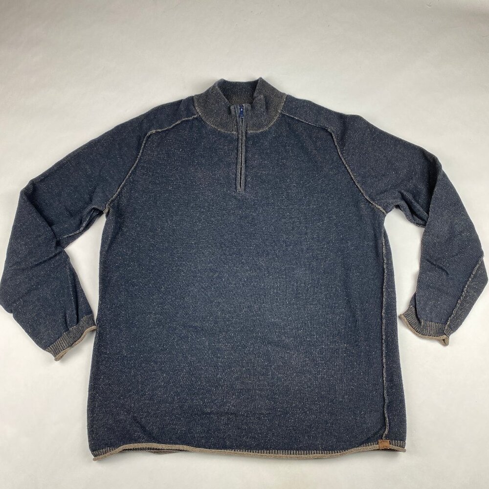 The Normal Brand Men's Quarterzip Sweatshirt Size‎ Large Blue 100% Cotton